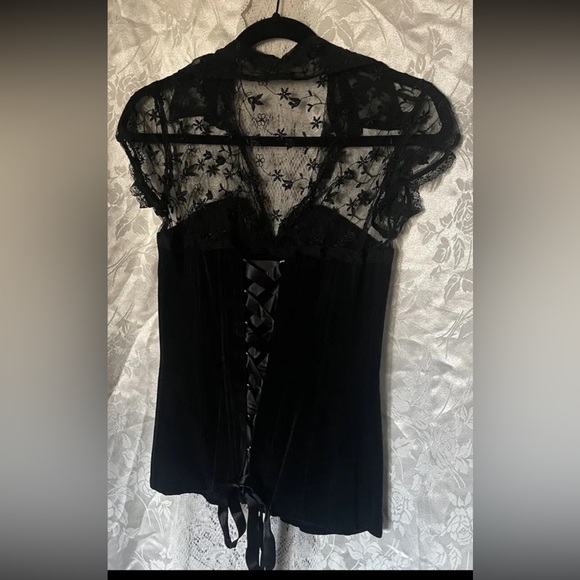 NWT Vintage Size Small Tripp NYC Velvet Corset Floral Lace Milkmaid Coquette - Picture 2 of 2